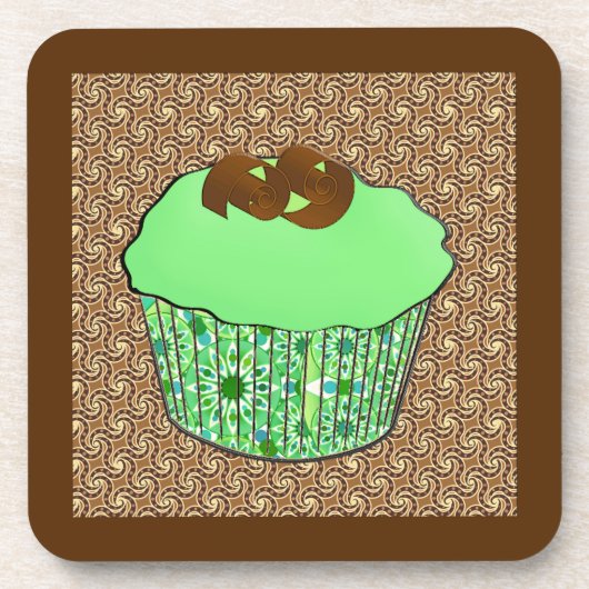 Mint-Frosted Chocolate Cupcake, Fractal Background Onderzetter (Voorkant)