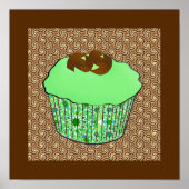 Mint-Frosted Chocolate Cupcake, Fractal Background Poster (Voorkant)