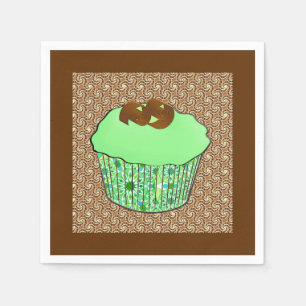 Mint-Frosted Chocolate Cupcake, Fractal Background Servet