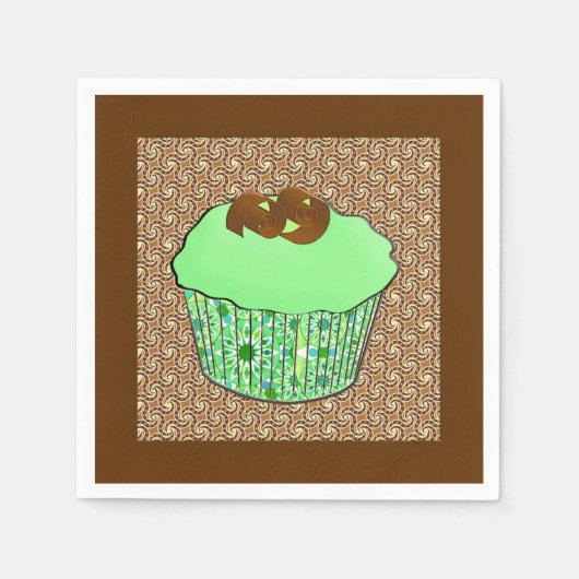 Mint-Frosted Chocolate Cupcake, Fractal Background Servet (Voorkant)