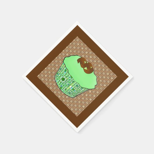 Mint-Frosted Chocolate Cupcake, Fractal Background Servet (Hoek)