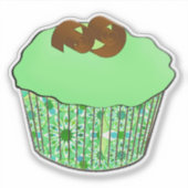 Mint-Frosted Chocolate Cupcake, Fractal Background Sticker (Voorkant)
