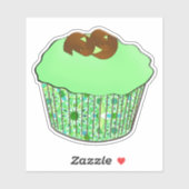 Mint-Frosted Chocolate Cupcake, Fractal Background Sticker (Vel)