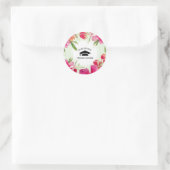 Mint | Fuchsia Floral Afstuderen Ronde Sticker (Tas)