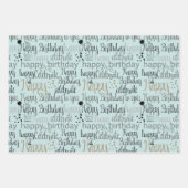 Mint Fun Happy Balloons Birthday Inpakpapier Vel (Voorkant)