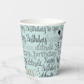 Mint Fun Happy Balloons Birthday Papieren Bekers (Achterkant)