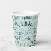 Mint Fun Happy Balloons Birthday Papieren Bekers (Voorkant)