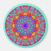 Mint Fuschia Mandala stijl magneet (Voorkant)