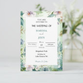 Mint Garden Elegance Wedding Invitation Kaart (Staand voorkant)