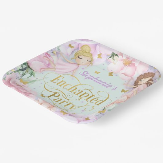 Mint, Garden fairy betoverij verjaardag Papieren Bordje (Gebogen)