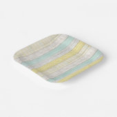 Mint & Geel Boho Geometrisch Patroon Rustic Hout Papieren Bordje (Gebogen)