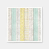 Mint & Geel Boho Geometrisch Patroon Rustic Hout Servet (Voorkant)