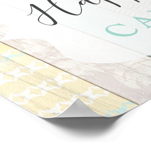 Mint & geel fijn hout — fijn hout — geel poster (Hoek)