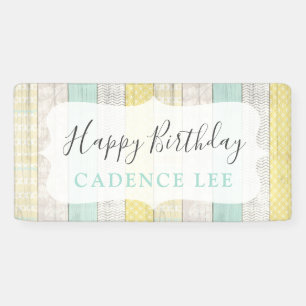 Mint & geel fijn hout — fijn hout — geel spandoek