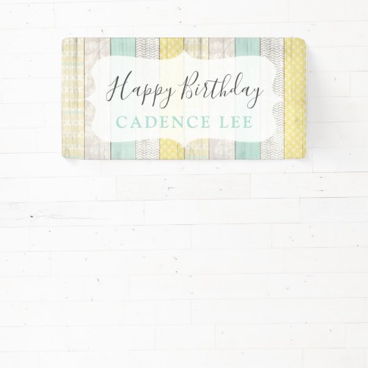 Mint & geel fijn hout — fijn hout — geel spandoek (Insitu)