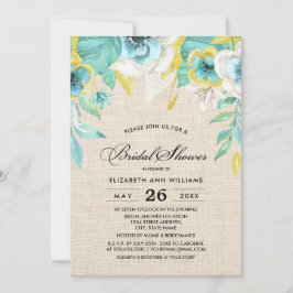 Mint geel Floral Burlap textuur Vrijgezellenfeest Kaart