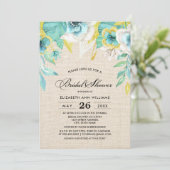 Mint geel Floral Burlap textuur Vrijgezellenfeest Kaart (Staand voorkant)