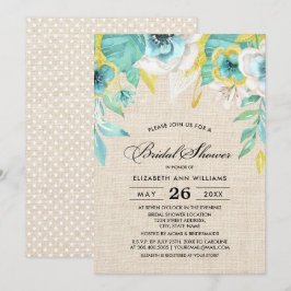 Mint geel Floral Burlap textuur Vrijgezellenfeest Kaart