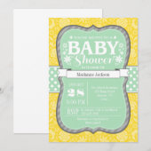 Mint Geel Geel Vloeibaar Baby shower Kaart (Voorkant / Achterkant)