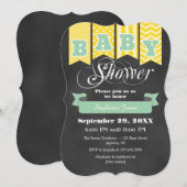 Mint Geel Krijtbord Vlag Baby shower Uitnodigen Kaart (Voorkant / Achterkant)