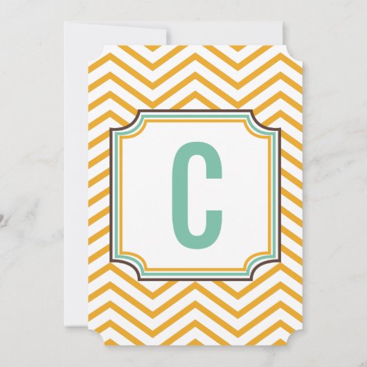 Mint Geel Modern Zig Zag Typografie Bruiloft Kaart (Achterkant)