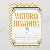 Mint Geel Modern Zig Zag Typografie Bruiloft Kaart (Voorkant / Achterkant)