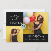 Mint & Geel Monogram Foto Hartelijk dank Afstudere Aankondiging (Voorkant)