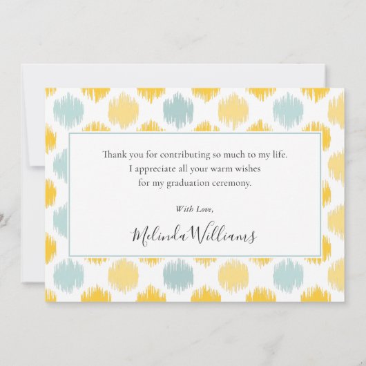 Mint & Geel Monogram Foto Hartelijk dank Afstudere Aankondiging (Achterkant)