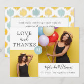 Mint & Geel Monogram Foto Hartelijk dank Afstudere Aankondiging (Voorkant / Achterkant)