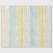Mint & gele Boho Geometric Pattern Rustic Wood Cadeaupapier (Vlak)