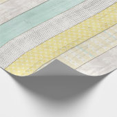Mint & gele Boho Geometric Pattern Rustic Wood Cadeaupapier (Hoek)