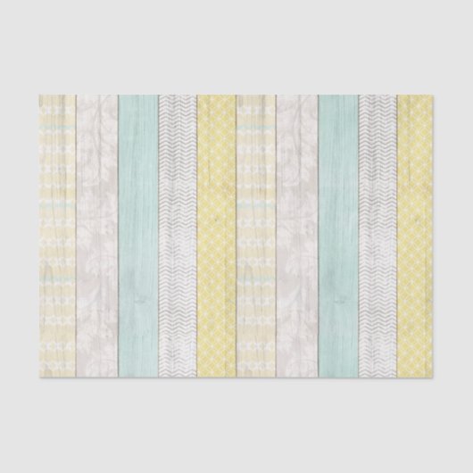 Mint & gele Boho Geometric Pattern Rustic Wood Tissuepapier (Voorkant)