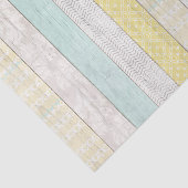 Mint & gele Boho Geometric Pattern Rustic Wood Tissuepapier (Detail)