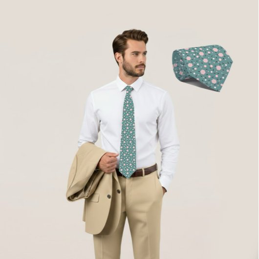 Mint Geo Hexagon & Charcoal Triangle Tie Stropdas