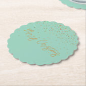 Mint Gepersonaliseerde Gouden Naam Glitter Sparkle Kartonnen Onderzetters (Gekanteld)