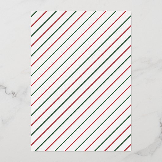 Mint Gestreept Lijst Rood Wit Groen en Echt Folie Feestdagenkaart (Achterkant)