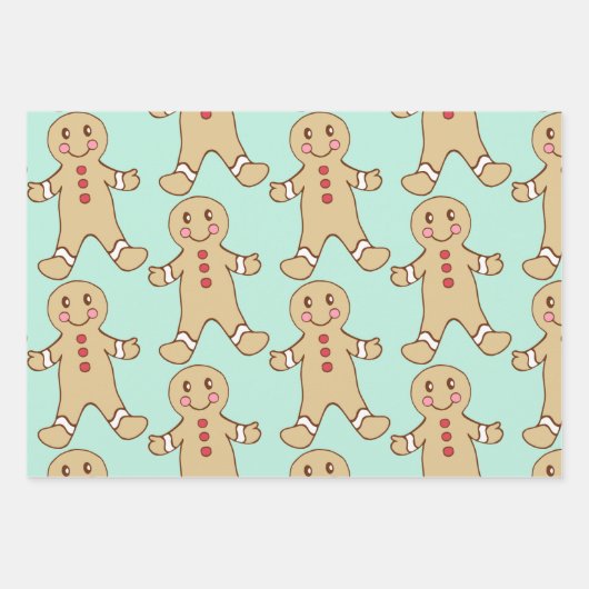 Mint Gingerbread Cookies Wrapping Paper (Voorkant 3)