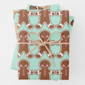 Mint Gingerbread Cookies Wrapping Paper (In situ)