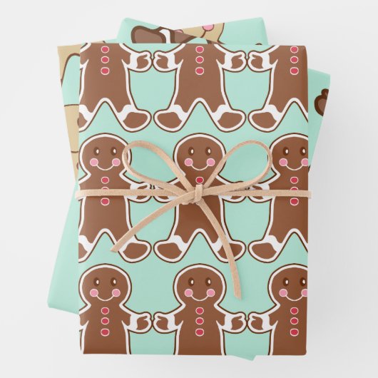 Mint Gingerbread Cookies Wrapping Paper (In situ)