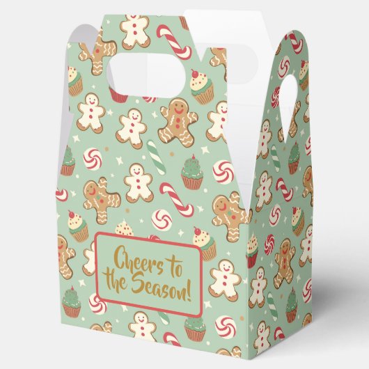 Mint Gingerbread Sweet Christmas Pattern Bedankdoosjes (Geopend)