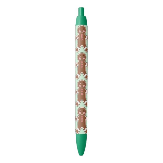 Mint Gingerbrood kerstkoekjes met schrijfpen Blauwe Inkt Pen (Voorkant Verticaal)