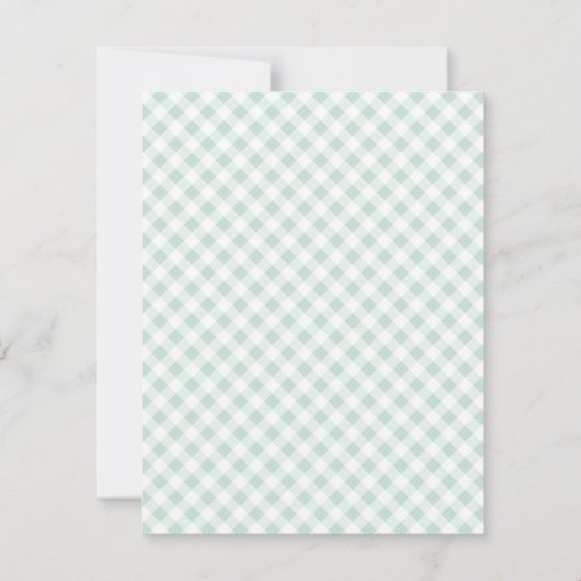 Mint Gingham Check Personal Stationery Note Kaart (Achterkant)