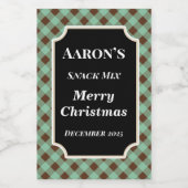 Mint Gingham Food Kitchen Labels Gift Stickers (Enkel label)