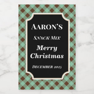 Mint Gingham Food Kitchen Labels Gift Stickers