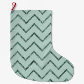 Mint Glam Chevron zigzag strepen Grote Kerstsok (Voorkant)
