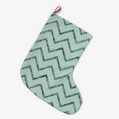 Mint Glam Chevron zigzag strepen Grote Kerstsok (Voorkant (Hangend))