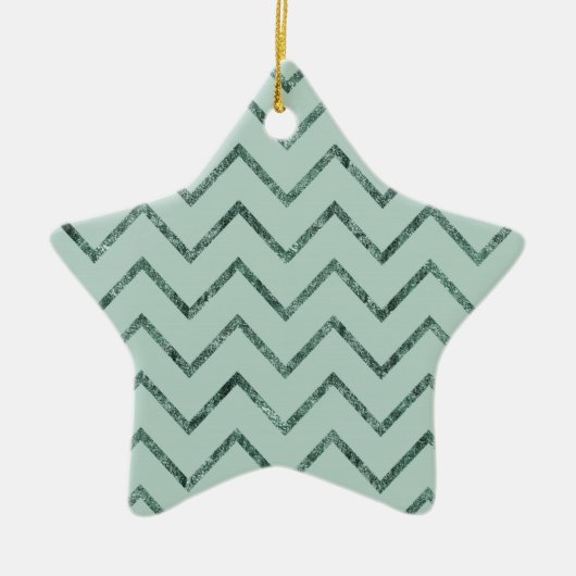 Mint Glam Chevron zigzag strepen Keramisch Ornament (Voorkant)