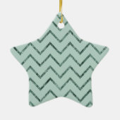 Mint Glam Chevron zigzag strepen Keramisch Ornament (Achterkant)