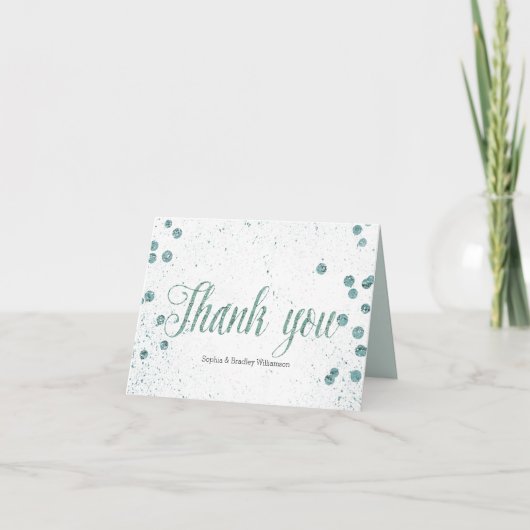 Mint Glam Confetti Stippen Bedankt (Voorkant)