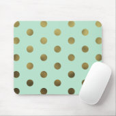 Mint Glam Faux Gold Polka Dots Modern Mousepad Muismat (Met muis)